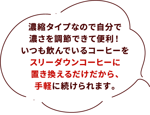 スリーダウンコーヒーに置き換えるだけだから手軽