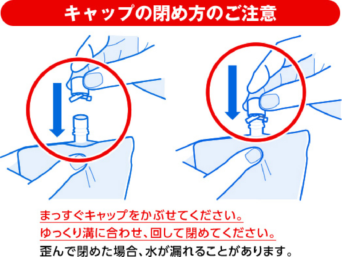 キャップの閉め方のご注意